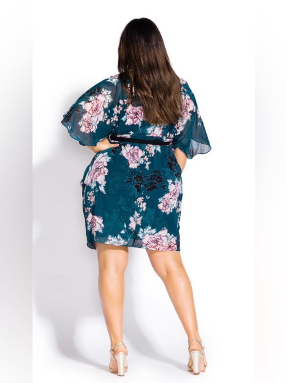 City Chic Floral Mini Dress - Teal and Pink - Picture 3 of 4